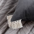 thumbnail image 2 of Phantoscope Soft Corduroy Velvet with Cotton Tassel Solid Square Cusion Accent Decorative Throw Pillow for Couch, 20" x 20", Dark Gray, 2 Pack, 2 of 6