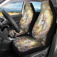 thumbnail image 2 of XYZCANDO White Horse and Floral Pattern Car Seat Covers for Woman Comfortable Car Front Seat Covers Non-Slip Elastic, for Sedan Van Auto, 2 of 10