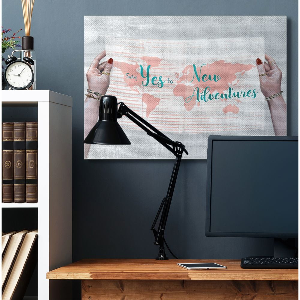 Stupell Industries Travel Sentiments Say Yes to New Adventures Blue Text Canvas Wall Art Design by Ziwei Li, 36" x 48"