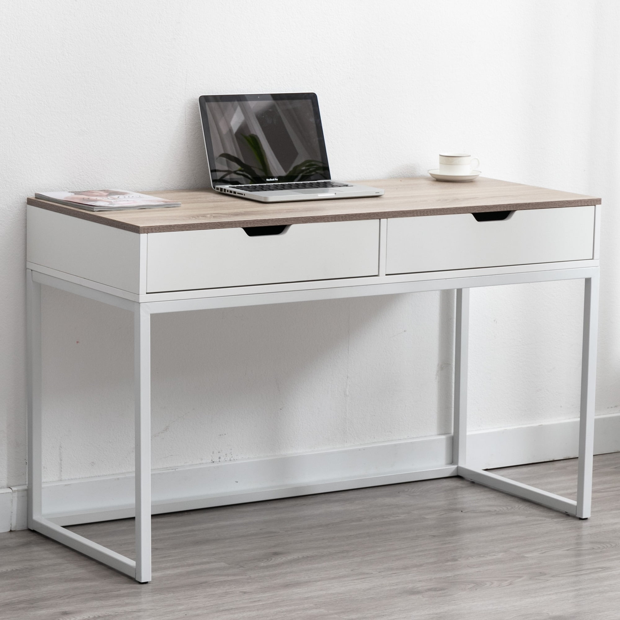 Bonzy Home Computer Writing Desk 47 inch 2Drawer Scandinavian Style