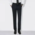 thumbnail image 3 of Pantalones de traje elásticos de negocios fluidos con cintura elástica para hombre, pantalones de verano ajustados y drapeados con cinturón para hombre, sastrería social elástica, 3 of 5