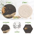 thumbnail image 4 of Yayeee 6 PCS Drink Coasters with Holder Set Woven Absorbent Round Tabletop Hot Pad, Retro Halloween Cat, 4 of 7