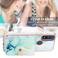 thumbnail image 4 of For Moto G Power 2022 Marble Patterned Case with Card Holder, Back Folio Kickstand PU Leather + Soft Crystal Bumper Edge, Magnetic Clasp Back Cover For Moto G Power 2022,Green, 4 of 6