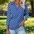 thumbnail image 3 of Besolor Women's 3/4 Sleeve Tunic Tops Lapel V Neck Polka Dots Shirts Casual Going out Work Dressy Blouses, 3 of 7
