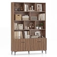 thumbnail image 1 of Gymax Bookshelf w/ Doors 5-Tier Floor Standing Bookcase w/ 2 Anti-Tipping Kits Walnut, 1 of 10