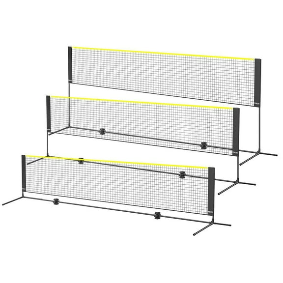 14ft Wide Adjustable Height Net Set (Badminton/Volleyball/Pickleball/Tennis) - Heavy-Duty Foldable Portable Kit w/ Poles, Stands & Carry Bag, Indoor/Outdoor for Backyard/Beach/Park Games