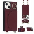 thumbnail image 1 of Nalacover Wallet Case for iPhone 14 Pro, Detachable Shoulder Strap Crossbody Lanyard Luxury PU Leather Magnetic Cover with Rotated Ring Kickstand Card Slots Holder Slim Fit Shockproof Case, Winered, 1 of 9
