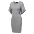 thumbnail image 2 of MBJ WDR1256 Womens Cowl Neck Short Flutter Sleeve Dress M HEATHER_GREY, 2 of 3