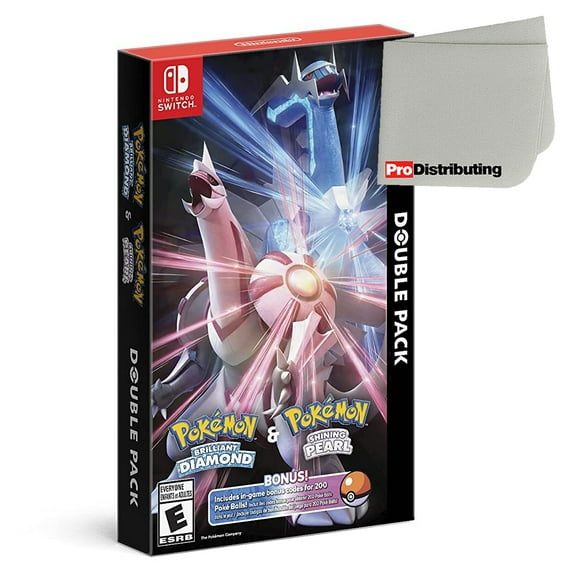 Pokemon Brilliant Diamond & Shining Pearl Double Pack - Nintendo Switch with Microfiber Screen Cleaning Cloth