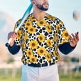 thumbnail image 5 of KLL Cow Print Sunflower for Men's Baseball Shirts,Short Sleeve Casual Shirts Button Down Shirt for Men Beach Summer Wedding Shirt-, 5 of 7