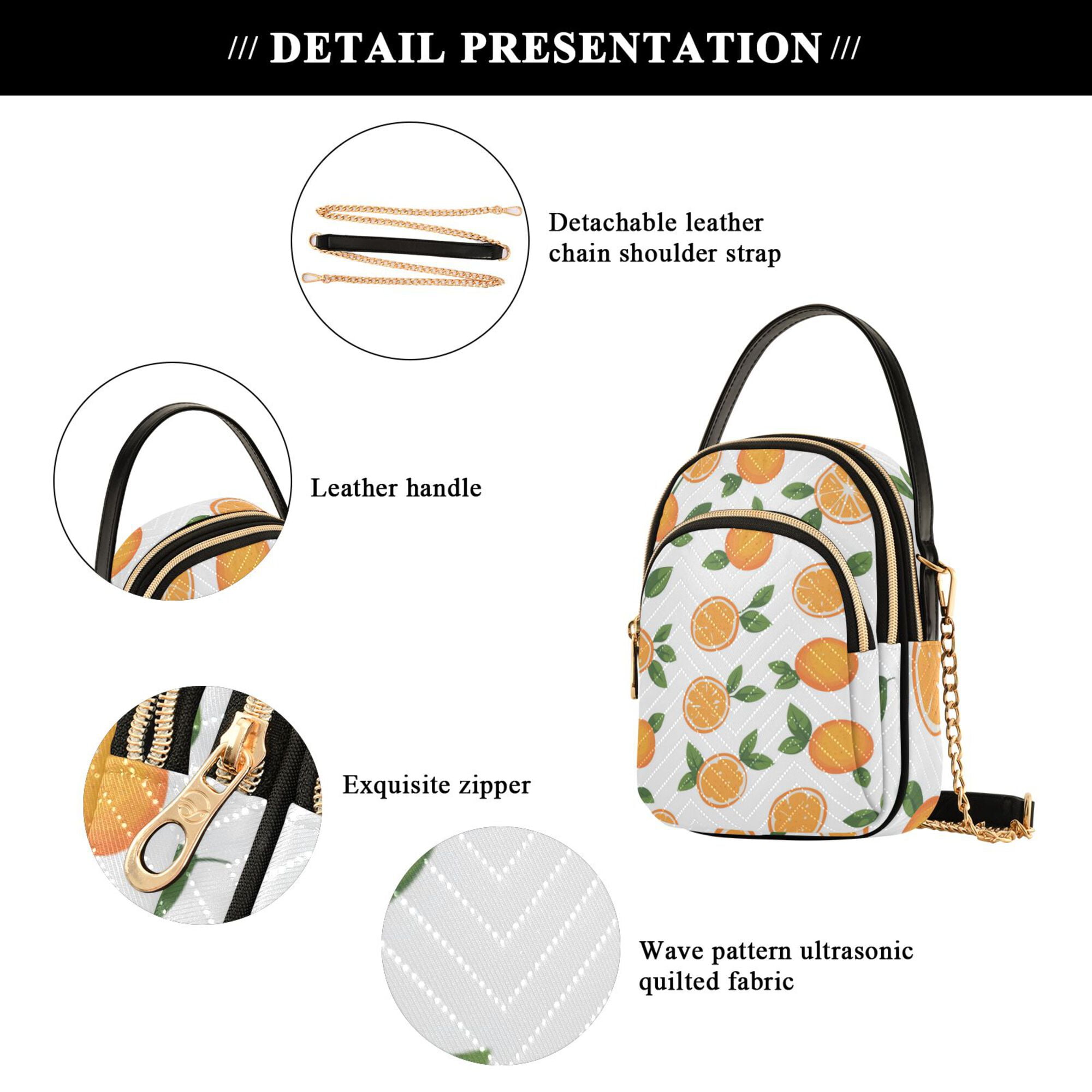 FORMRS Crossbody Bag for Women Quilted Travel Shoulder Cell Phone Purse with Chain Strap Handbag, Orange