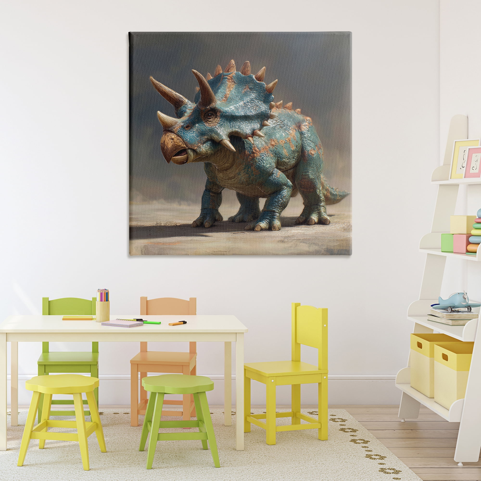Stupell Industries Horned Triceratops at Sunrise Canvas Wall Art, design by Wumples