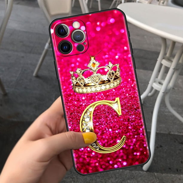 Funda de teléfono con letras de diamantes rosas para Apple iPhone 11, 7, 12, 13 Pro, XR, X, XS Max, 6, 6S, 8, 14 Plus, Funda suave a prueba de golpes, 14mini Fivean unisex