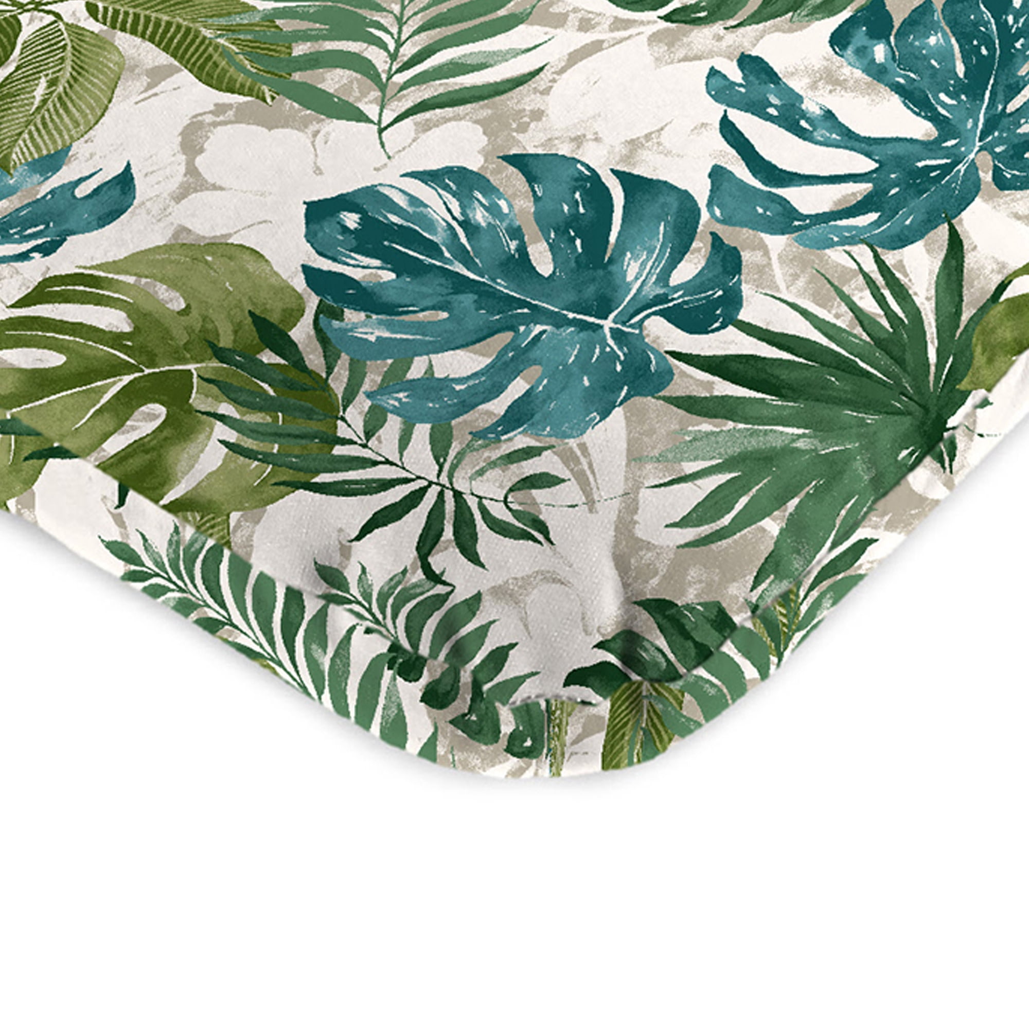 Jordan Manufacturing 45" x 22" Piermont Palm Multicolor Leaves Rectangular Outdoor Chair Cushion with Ties and Hanger Loop (2 Pack)