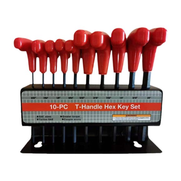 Wisewang 10Pcs Generic T Handle Allen Wrench Spanner Set Set Hexagon Imperial 10 Pcs