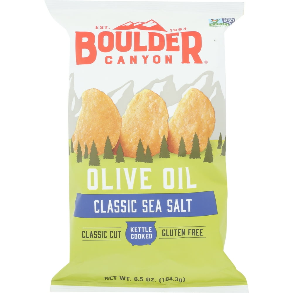Boulder Canyon Olive Oil Kettle Cooked Potato Chips, 6.5 Oz (Pack of 12
