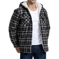 thumbnail image 2 of Xyxonk Men's Flannel Jacket Button Down Fleece Hoodies Casual Plaid Coat with Pokect Winter Warm Sherpa Lined Sweatshirt,Gray 2XL, 2 of 7