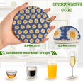 thumbnail image 2 of Yayeee 6 PCS Drink Coasters with Holder Set Woven Absorbent Round Tabletop Hot Pad, Elegant Daisy Pattern, 2 of 7