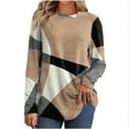 thumbnail image 3 of Horkkom Color Block Tops for Women Crew Neck Pullover Long Sleeve Shirts Casual Comfy Fall Tops, Gifts for Women L, 3 of 7