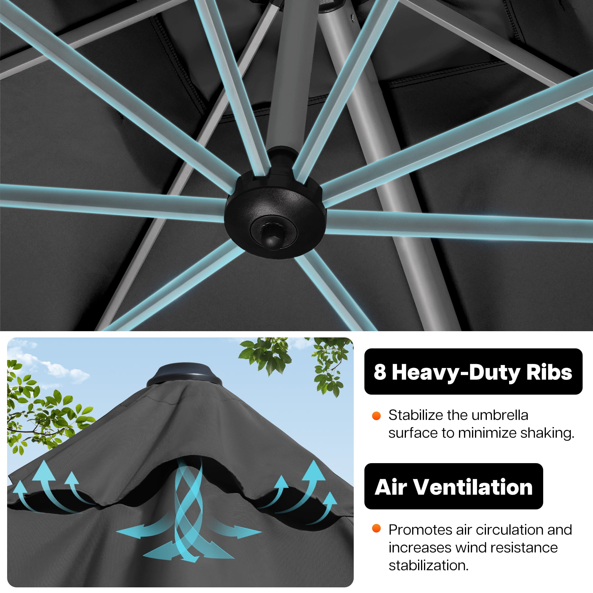 Paramondo Patio Umbrella, 10FT Outdoor Cantilever Umbrella Offset Hanging Umbrella with 360-degree Rotation for Garden, Deck, Backyard, Pool and Beach, Grey