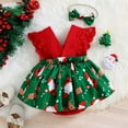 thumbnail image 4 of Odeerbi Christmas Dresses For Girls Toddler Baby Kids Cartoon Print Romper Backless Dress Outfits Green, 4 of 9