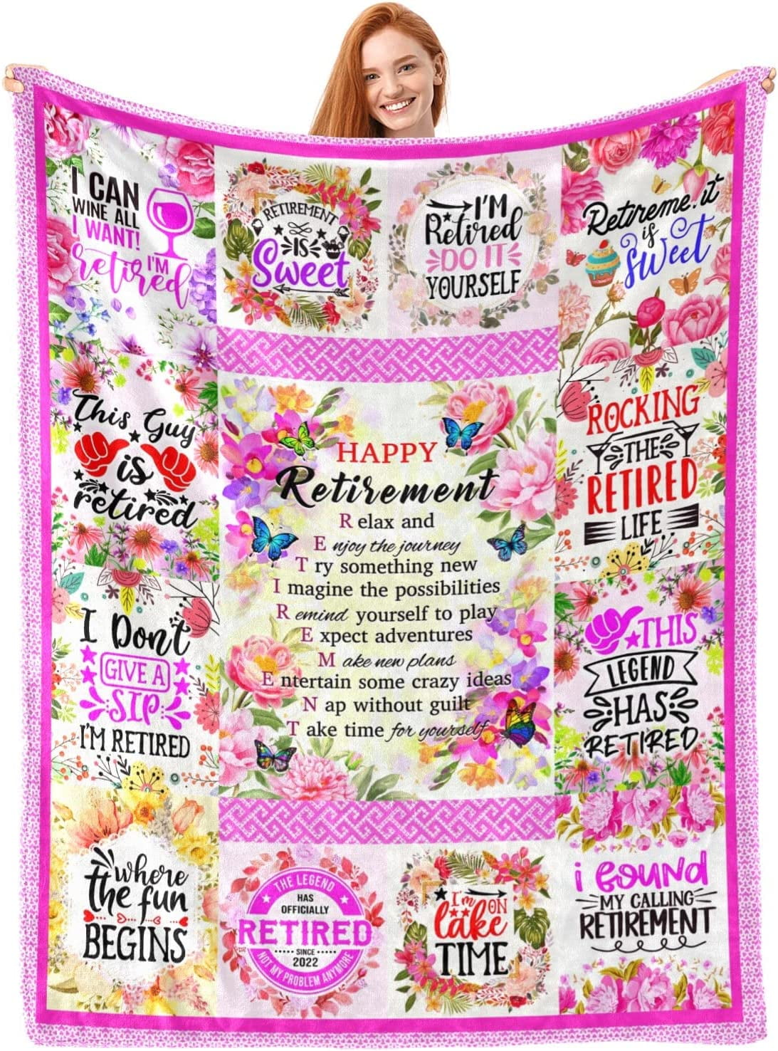 Retirement Gifts Blanket for Women 2023, Retired Gifts for Women, Happy
