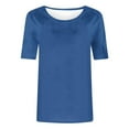 thumbnail image 6 of ClodeEU Women's Relaxed Fit Cotton Crewneck Short Sleeve T Shirt ,Casual Tunic Fashion Basic Tee Blue,Womens Plus XXL, 6 of 6
