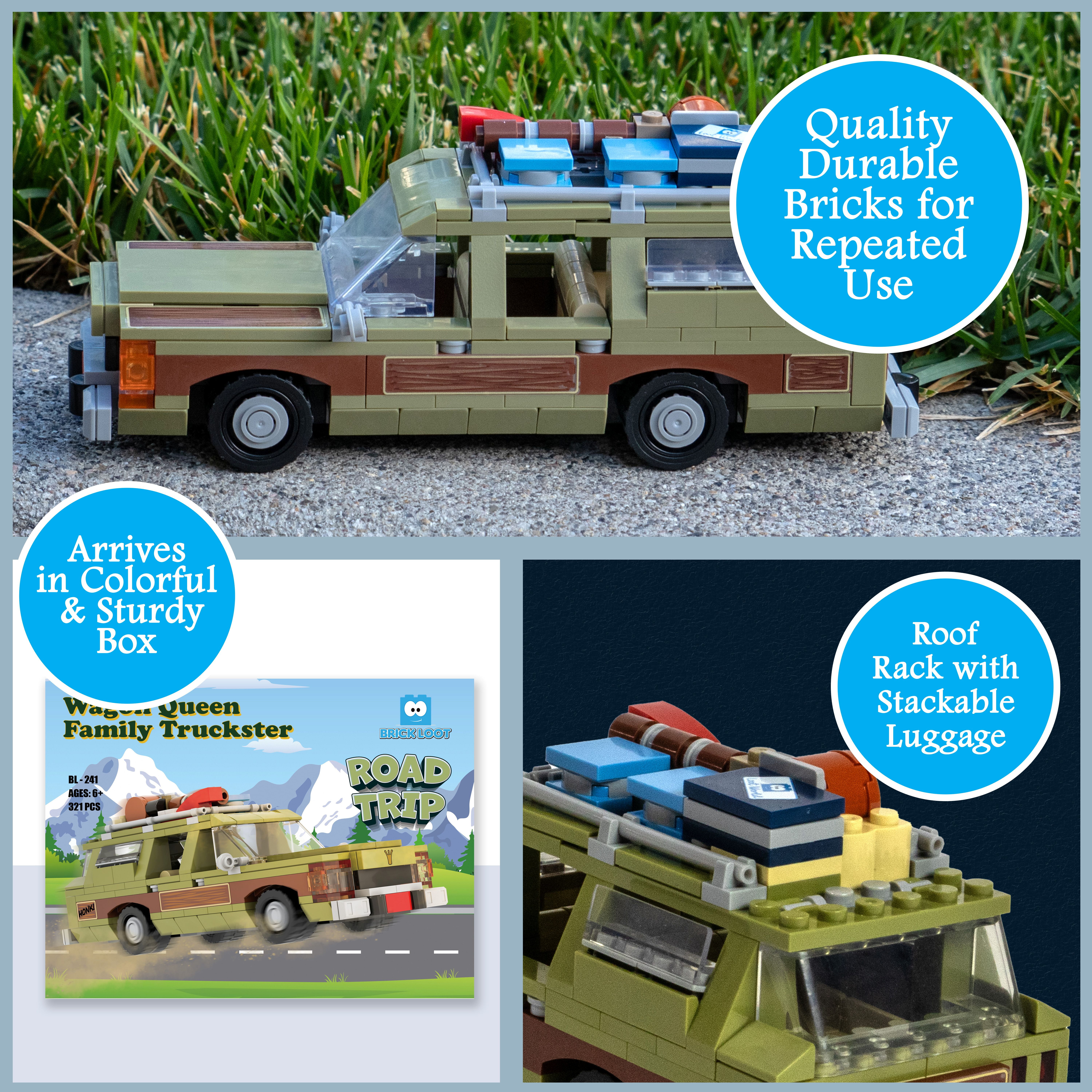 Brick Loot Wagon Queen Truckster Toy Building Block Set Compatible with Major Brands - 312 Pieces