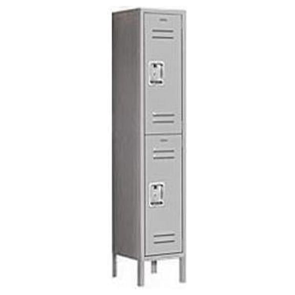 Salsbury Industries 62155GY-A 12 in. W x 66 in. H x 15 in. D Standard Metal Locker-Double Tier-1 Wide-Gray-Assembled