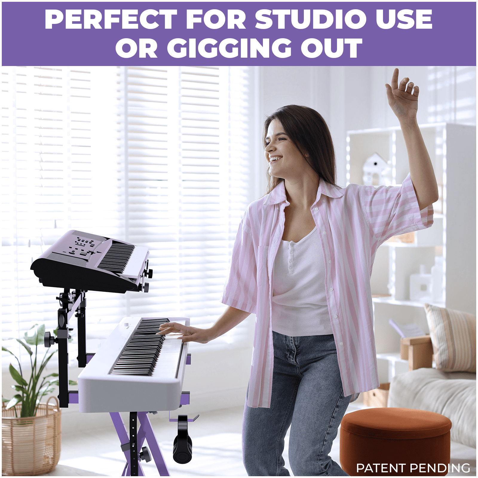 Liquid Stands 2 Tier Keyboard Stand Attachment with Straps - Arms Only - Adjustable Electric Piano Stand for 54 - 88 Key Music Keyboards & Synths - Double Stand Extender