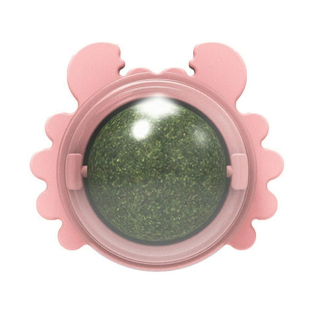 DOLITY Natural Catnip Balls Edible with Lid for Licking Kitten Chewing Pink