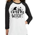 thumbnail image 2 of Crafty Witch Three-Quarter Raglan Sleeve Baseball Shirt Unisex Large White/Black, 2 of 5
