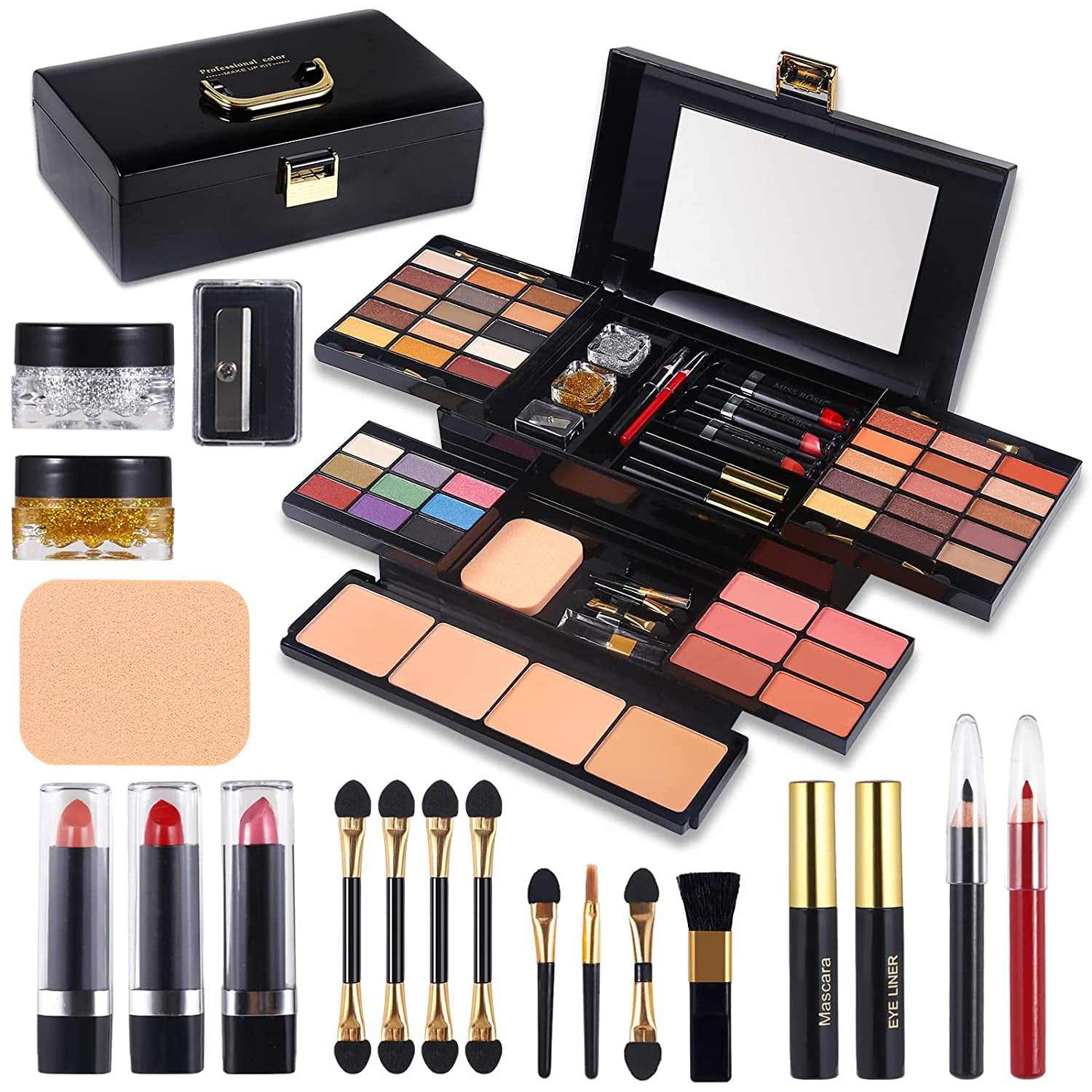 58 Colors Professional Makeup Kit for Women Full Kit,All in One Makeup for Women Girls Gift Set with Eye Shadow Blush,Lipstick,Compact Powder,Mascara,Eyeliner,Eyebrow Pencil…… - Walmart.com