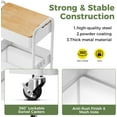 thumbnail image 3 of 3 Tier Rolling Cart with Table top, Metal Rolling Utility Cart on Wheels, Sturdy Storage Organizer Cart with Hooks for Office, Classroom, Kitchen and Bathroom (White), 3 of 8