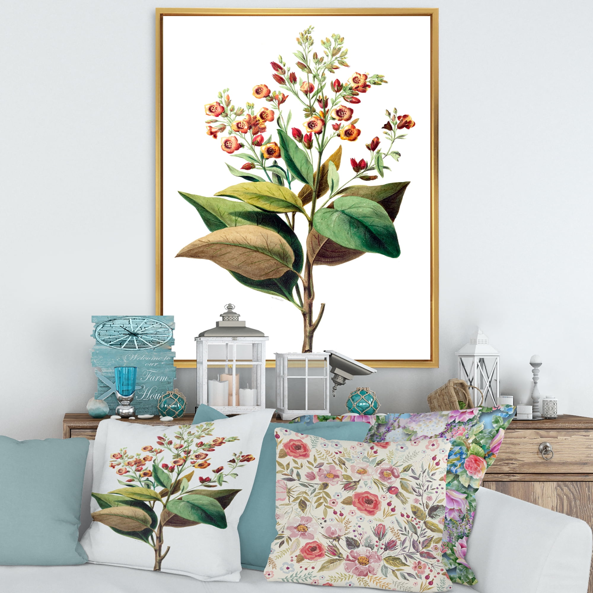 Designart 'American Vintage Flowers II' Traditional Framed Canvas Wall Art Print