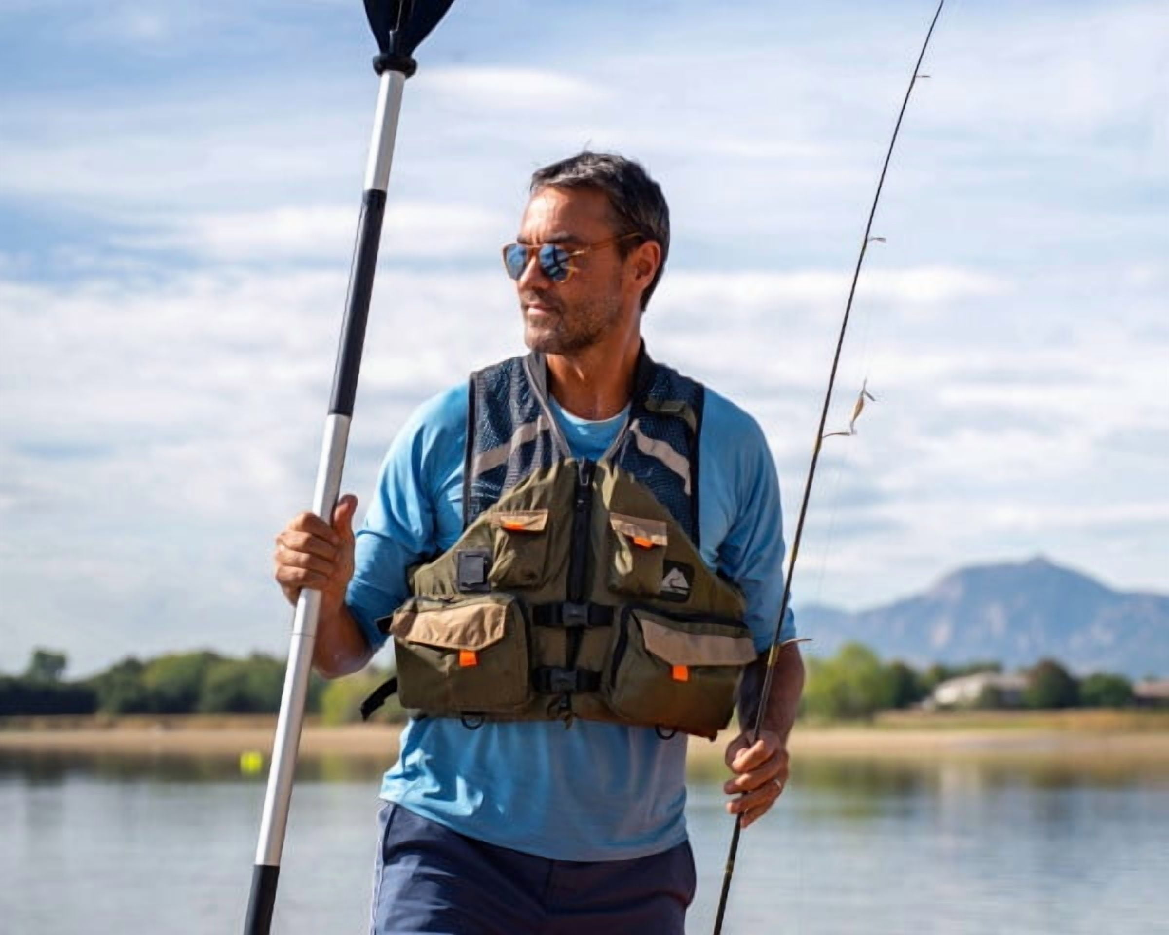 Ozark Trail Adult Unisex Fishing Vest with Quick-Release Buckles and Nylon Ripstop Fabric, L/XL, Green
