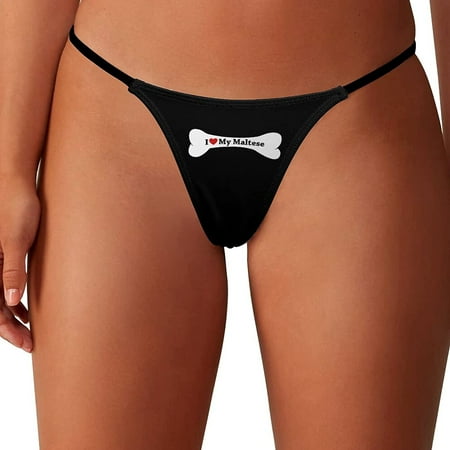 

I Love My Maltese Women s G-String Thongs Low Rise Hipster Underwear Stretch T-Back Panties