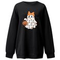 thumbnail image 4 of Womens Oversized Sweatshirts Vintage Halloween Ghost Bow Pumpkin Graphic Crew Neck Long Sleeve Pullover Streetwear Party Top Fall Winter Oversized Sweatshirts Black L, 4 of 4