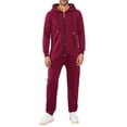 thumbnail image 3 of Men's Hooded Fleece Lining Jumpsuit, Long Sleeve Full Zipper Overalls with Kangaroo Pockets, 3 of 10