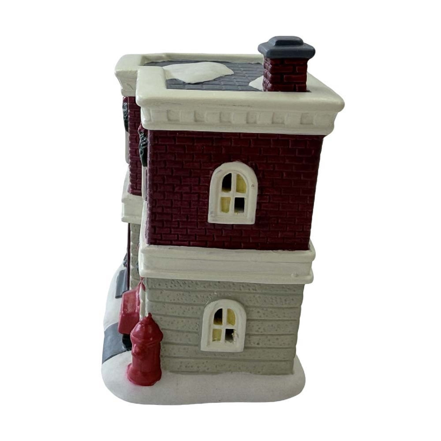 Porcelain Fire Station Mini Christmas Village Building, Multicolor, 4", by Holiday Time
