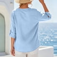 thumbnail image 5 of Admvng Womens Top Split V Neck 3/4 Sleeve Pocket BlouseSolid Color Lightweight Casual Summer Shirt, 5 of 6