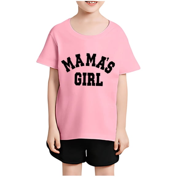 BRGZLK MAMAS GIRL Print T Shirts Fashion Round Neck Short Sleeve Casual T Shirt Casual Summer Comfortable Loose Fit Breathable Tops Shirt Unisex Pink 8-9 Years