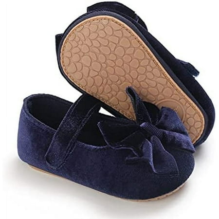 Infant Baby Girls Mary Jane Flats Non-Slip Rubber Sole Newborn Princess Dress Shoes Toddler First Walkers Sneaker Shoes