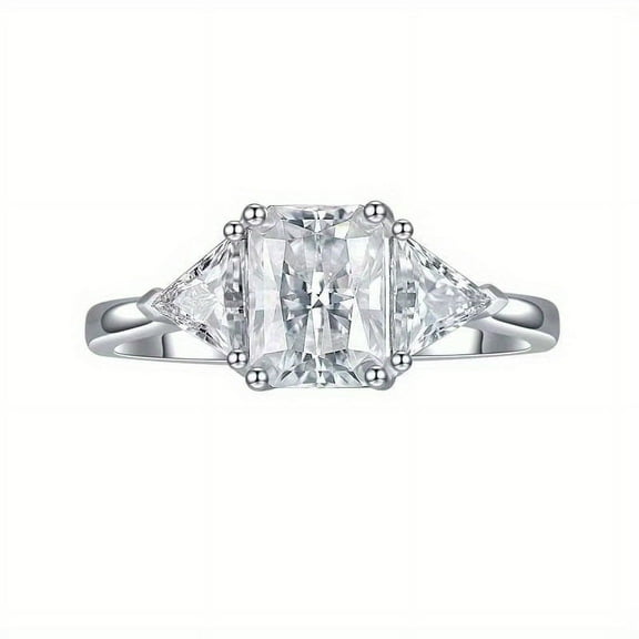 2 Carat Radiant Triangle Cut Moissanite S925 Silver Plated 18k Gold Ring for Women and Fashion Party Engagement Wedding Anniversary gifts for boyfriend and girlfriend