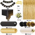 thumbnail image 7 of AYUQI Black Gold Birthday Decoration for Women Men, Black Gold Balloons Birthday Supplies with Happy Birthday Banner, Paper Pompom, Curtain Foil Tablecloth for 1th 18th 21th 30th 40th 50th Birthday, 7 of 7