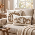 thumbnail image 5 of Fall Decorations Tufted Pumpkin Pillow Cover, 18x18 Inch Cream Linen Throw Cushion Case for Sofa & Bed, Autumn Harvest Accent (Insert Not Included) B, 5 of 6