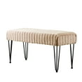 thumbnail image 3 of Home Soft Things Super Soft Faux-Fur Upholstered Bench Ottoman, Bleached Sand, 46"x16"x22", 3 of 4