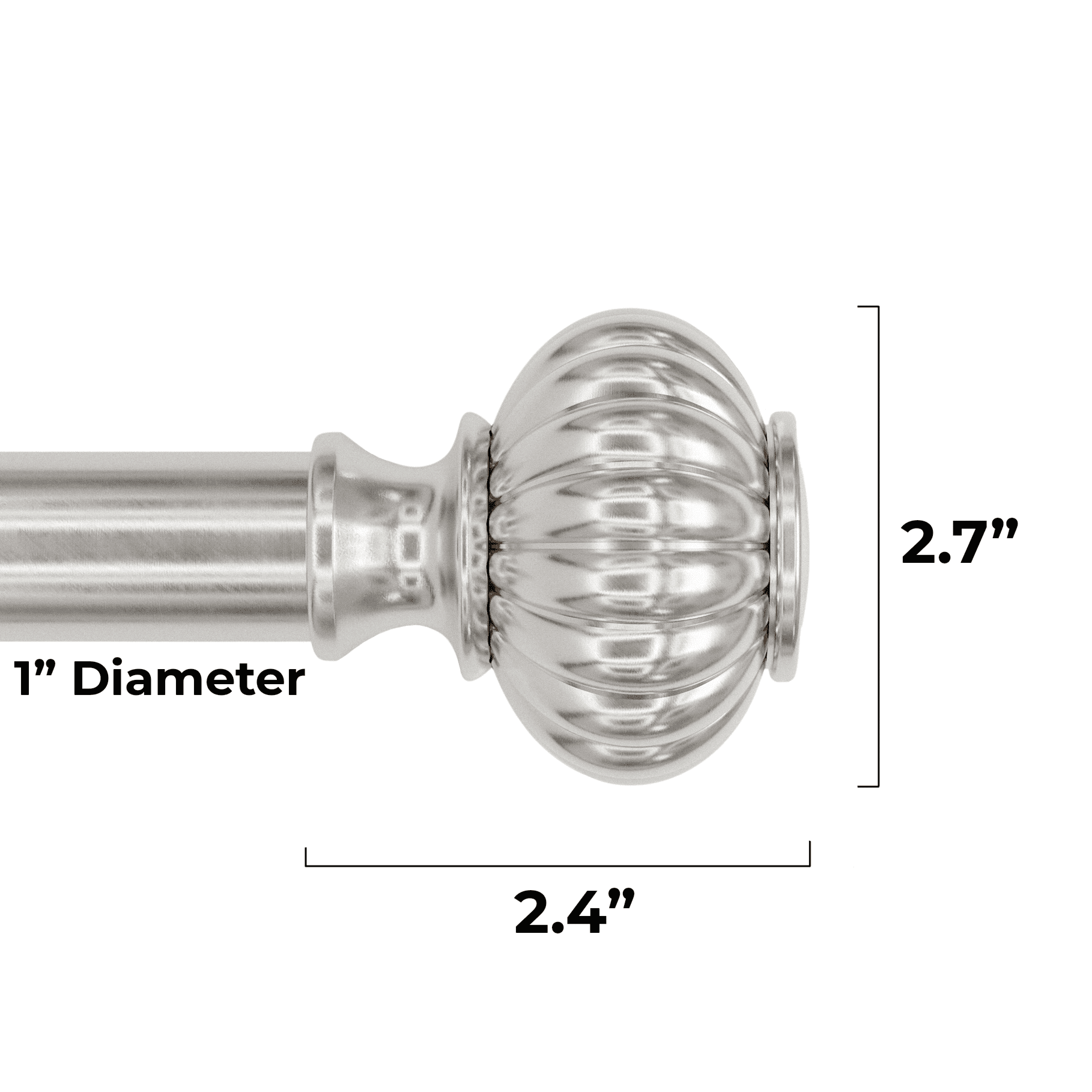 Better Homes & Gardens 1" Brushed Nickel Knob Adjustable Single Curtain Rod Set, 120"-180"
