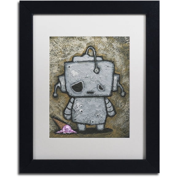 Trademark Fine Art 'Weebot-Icecream' Canvas Art by Craig Snodgrass, White Matte, Black Frame