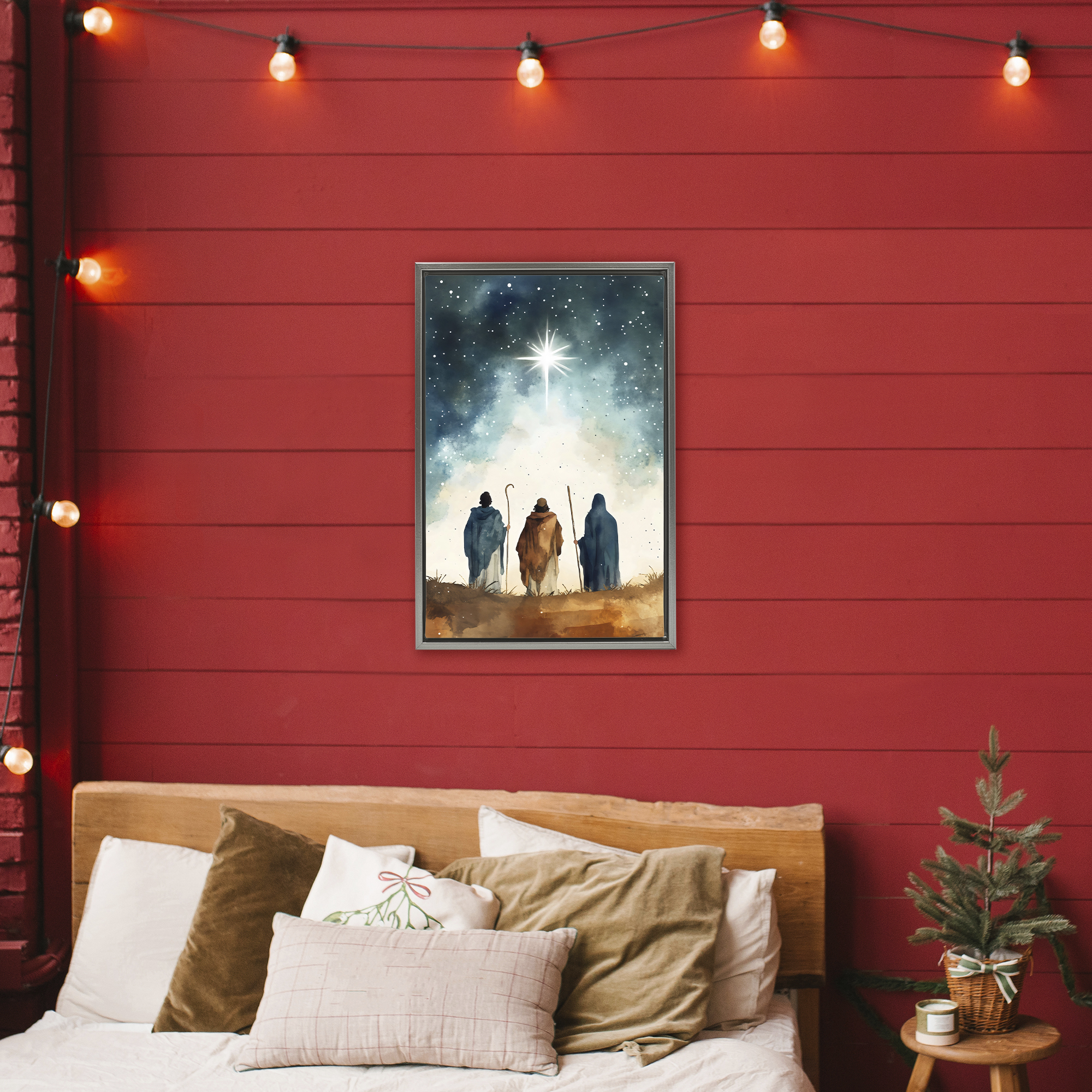 Guided Wisdom Shepherds Gray Framed Floater Canvas Wall Art, design by Petal Prints Design